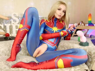 solo Captain marvel tests new bad dragon toys blonde cosplay